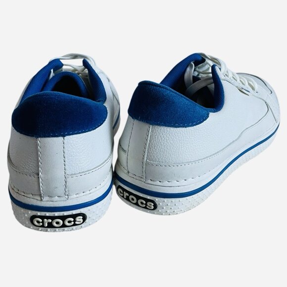 Crocs Hover Lace-Up Sneakers Men's White Blue Leather Spiked Golf Shoes M10 VG - Picture 7 of 12